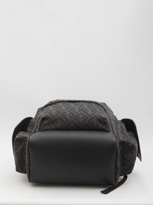 FF Logo Jacquard Leather Backpack