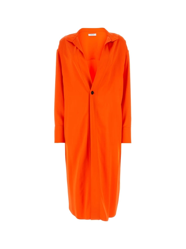 Collar Detail V-neck Shirt Dress