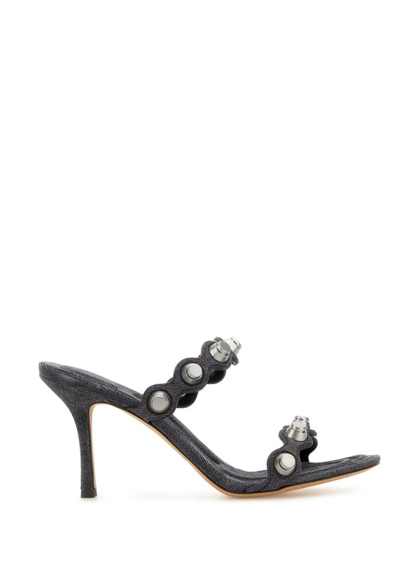 Stud double band sandals heel