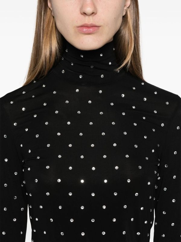 Rhinestone Detail High Neck Long Sleeve
  Top