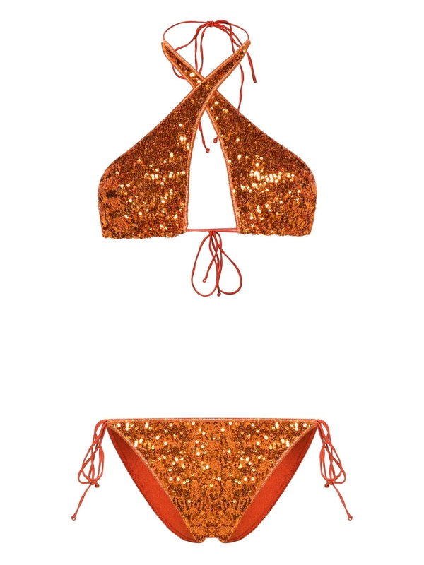 Sequin Halterneck Bikini Set
