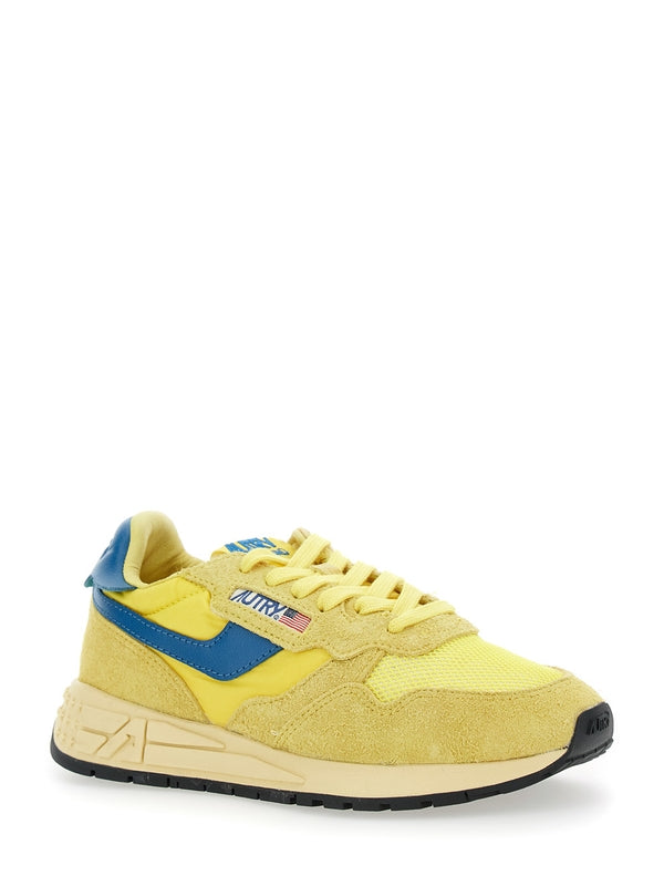 'Reelwind' Yellow Low Top Sneakers with Logo Patch on Tongue and Side in Leather Blend Woman Low Top Sneakers