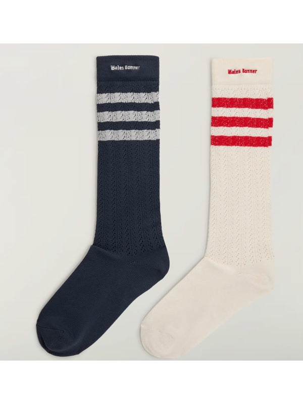 Wales Bonner Navy Beige Socks