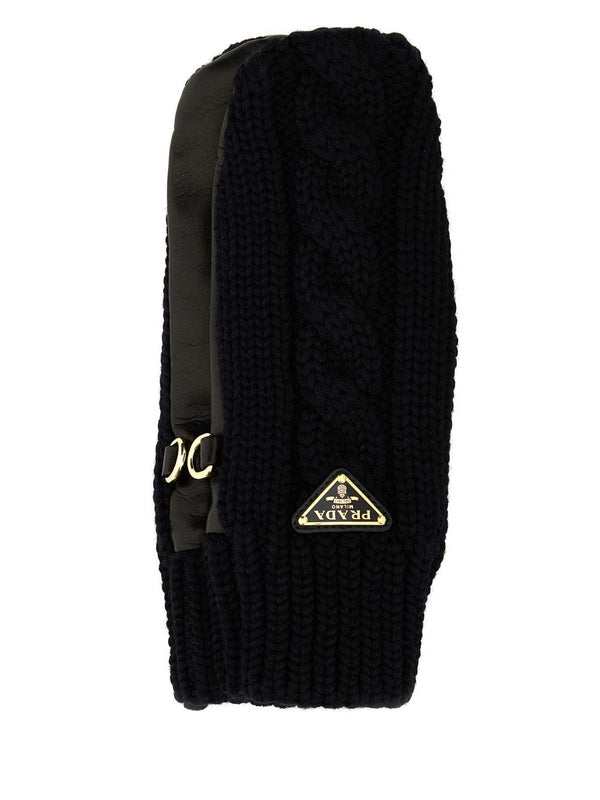 Triangle Logo Wool Shearling Gloves