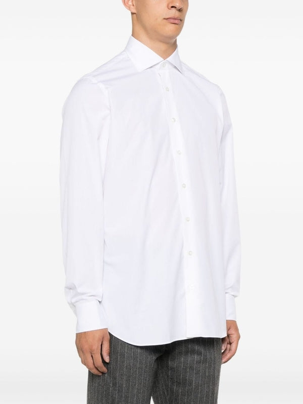 White Cotton Long-Sleeve
  Shirt