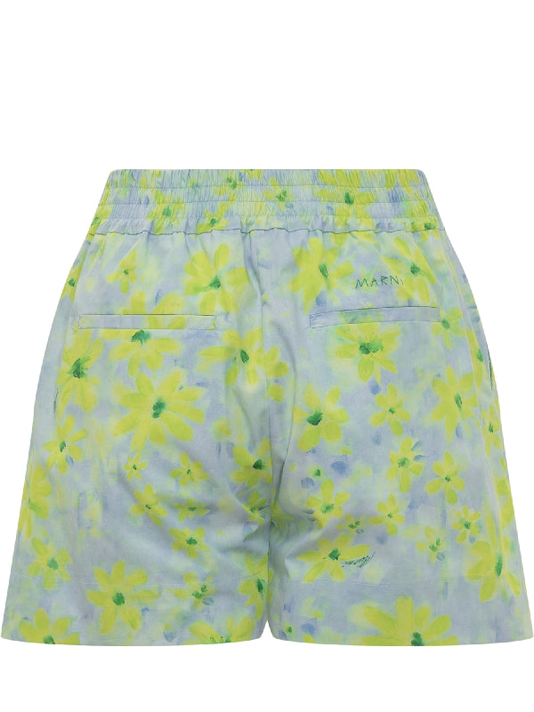 Watercolor Flower Banded Shorts