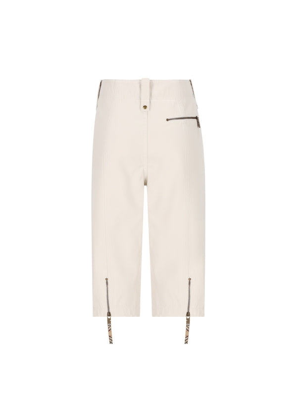 Zipper Detail Cotton Shorts
