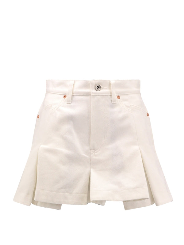 Asymmetric Panel Slit Cotton Shorts