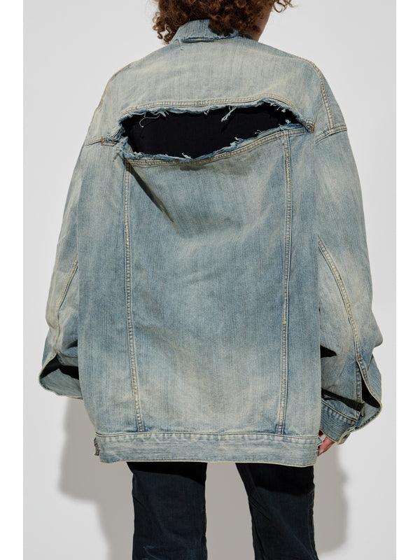 Back Distressed Detail Denim
  Jacket