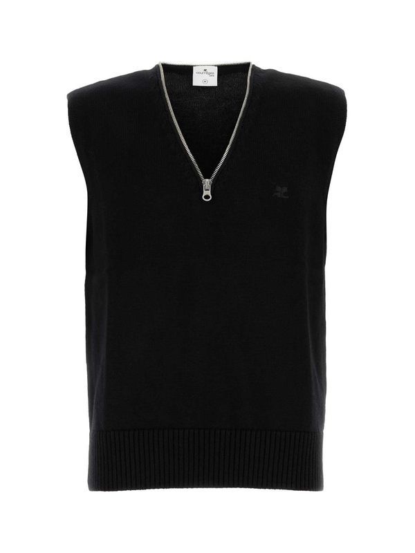 Zipper Neck Wool Knit Vest