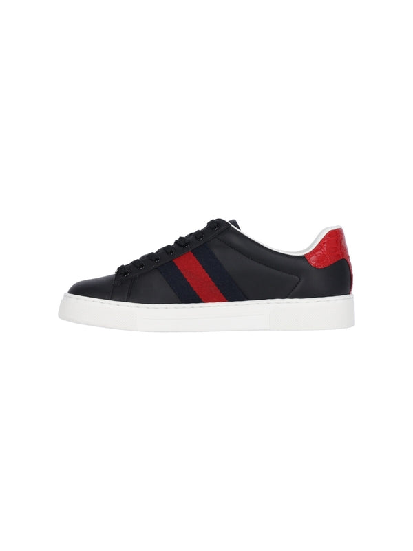 Ace Web Leather Low-Top Sneakers