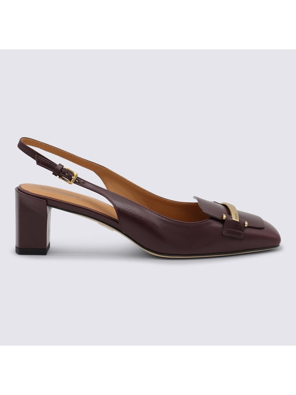 Tod'S Burgundy Slingback Heels