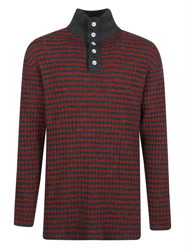 Buttonneck Alpaca Stripe Knit
