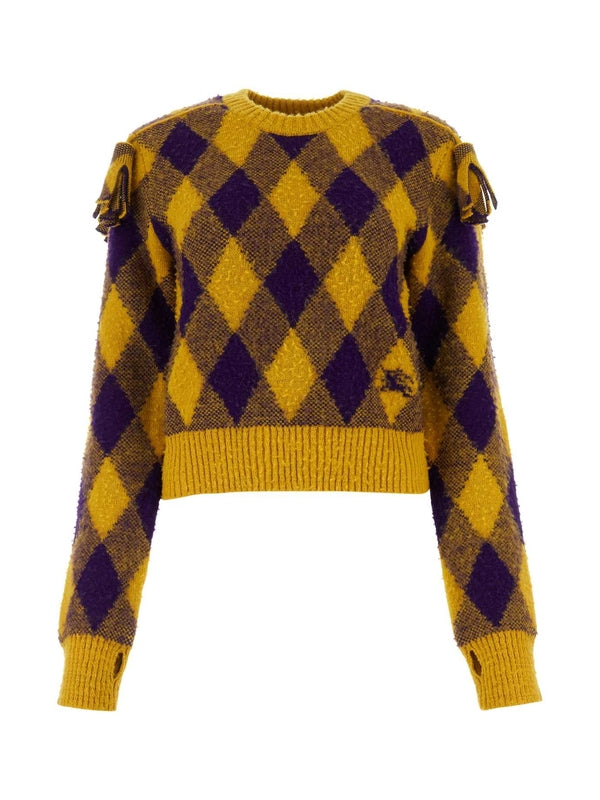 Argyle Check Tassel Wool Knit