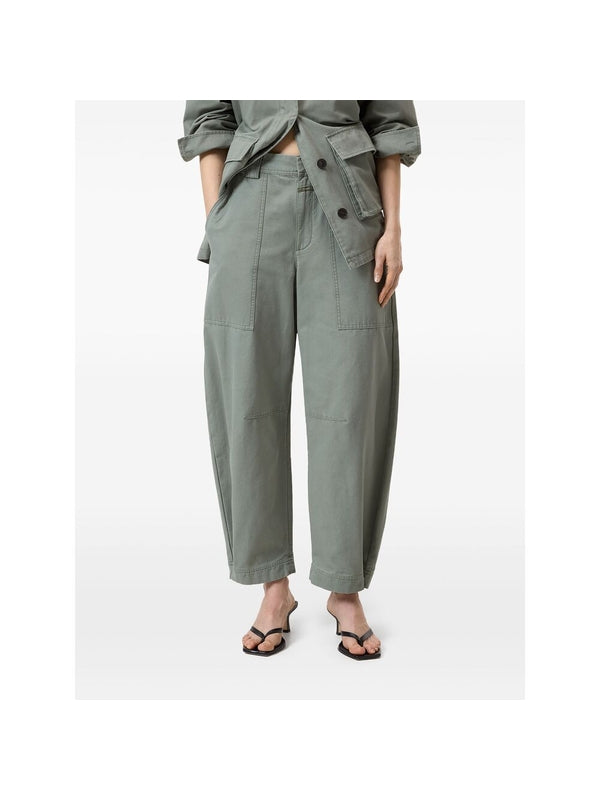 Stud CuFF Cotton Tapered Pants