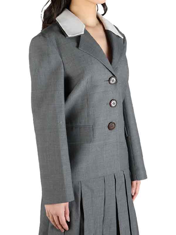 Bow Detail Contrast Lapel Jacket