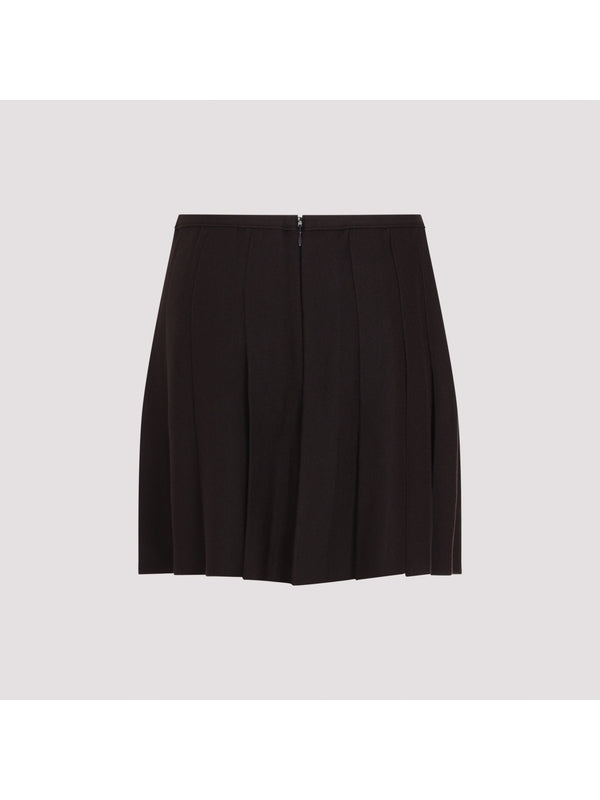 4G Logo Detail Pleated Wool Mini Skirt