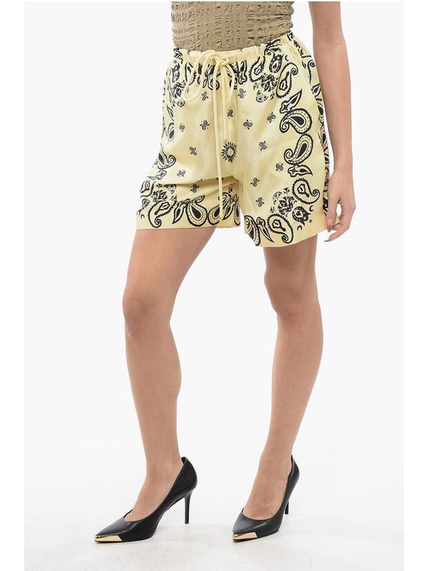 Anne Bandana Drawstring Silk Shorts