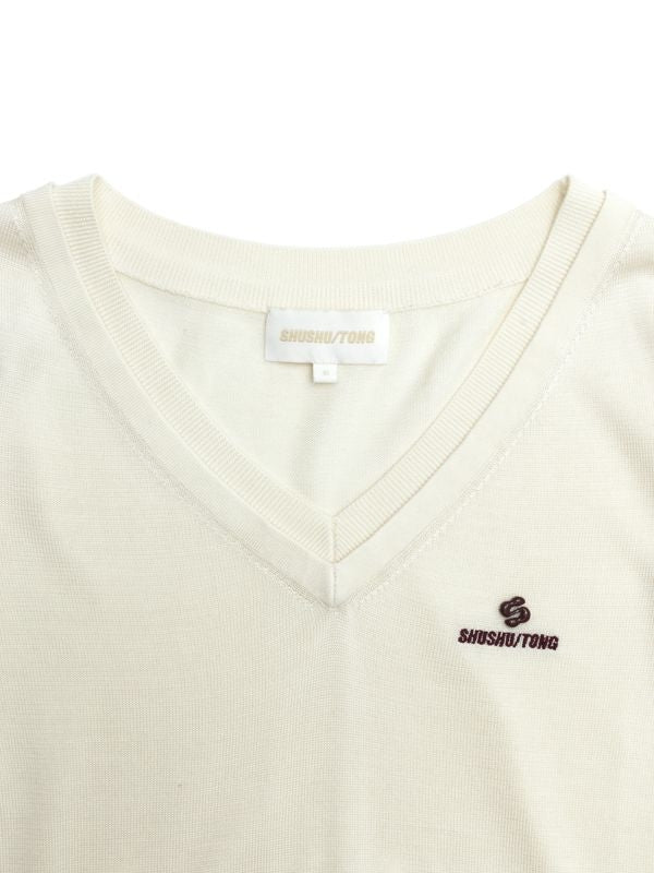 Logo Stitch Silk Knit Top