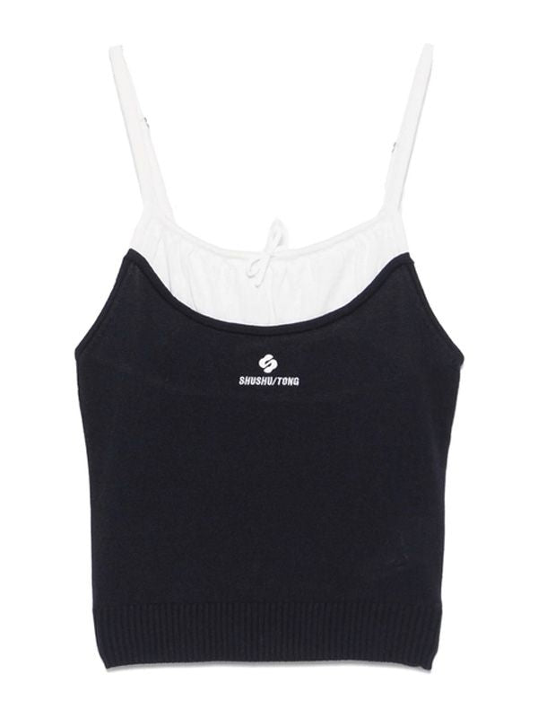 Logo Jacquard Silk Cashmere Tank Top