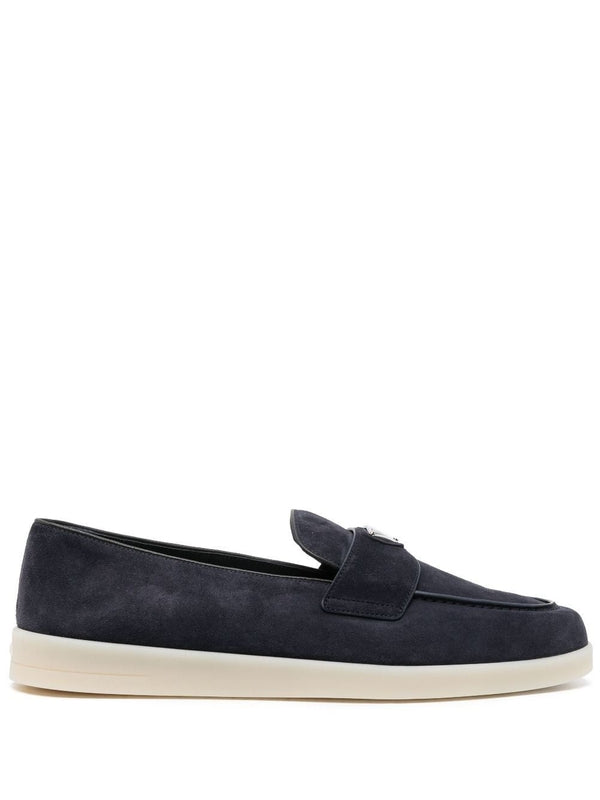 Triangle Logo Suede Loafers