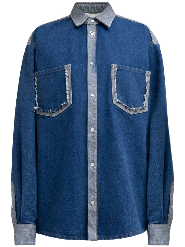 Two Tone Pocket Detail Denim Shirt