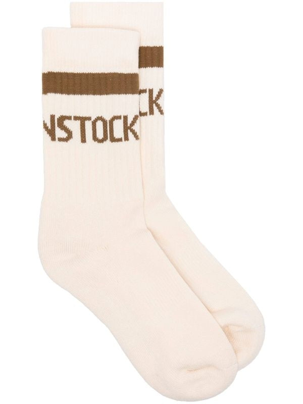 Contrast Logo Jacquard Cotton Socks