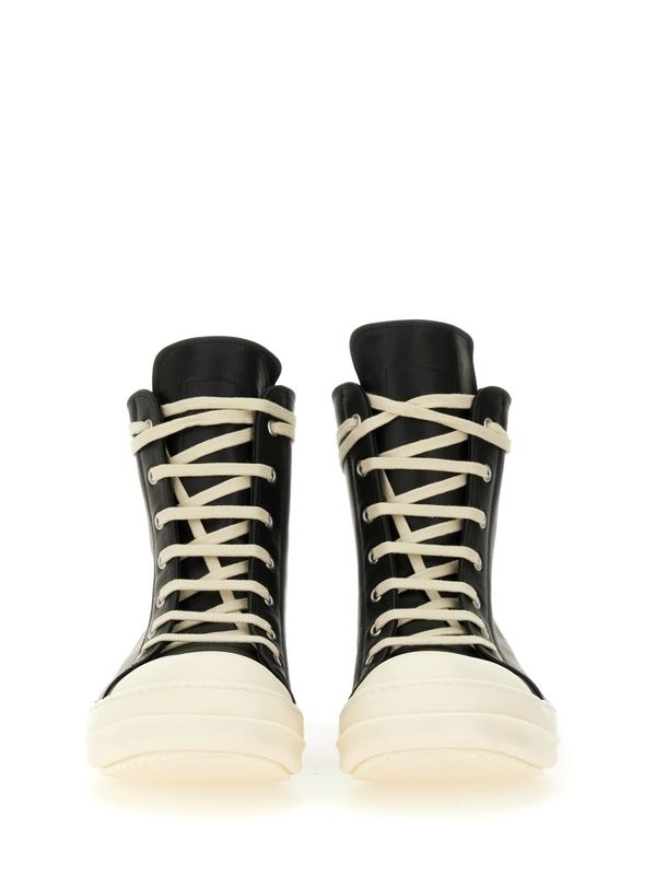 Zipper Detail Leather High-Top Sneakers