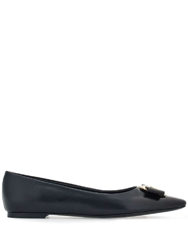 Vara Bow Leather Flat Shoes