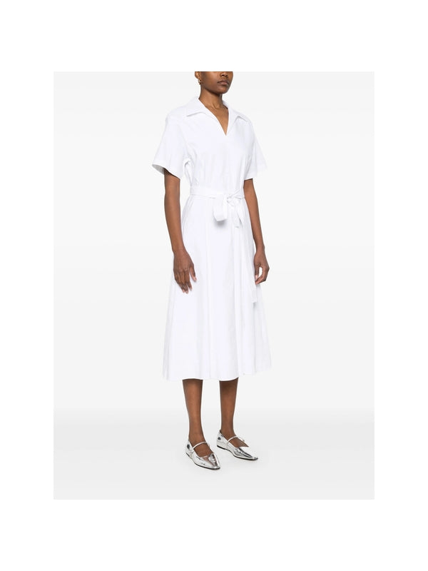 Belt Detail Collar Midi Dress