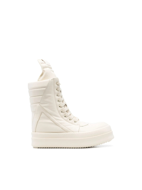 Rick Owens MEGA GEOBASKET White High Top Sneakers