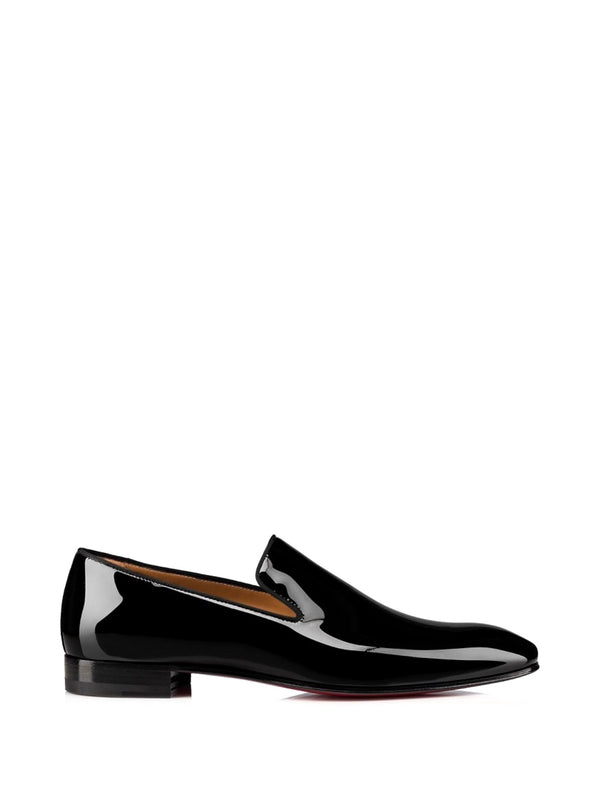 black leather loafers