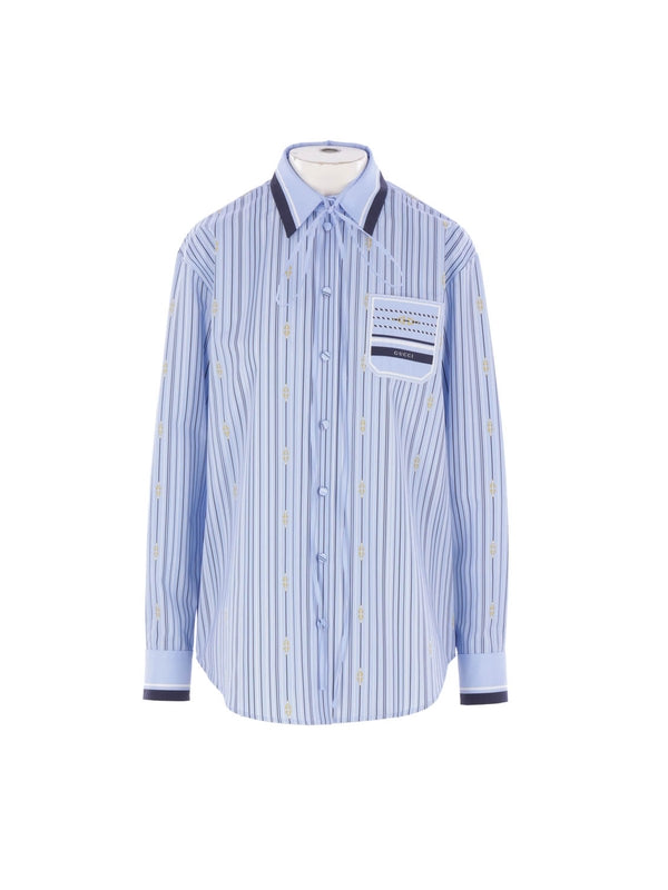 Stripe Pattern Silk Shirt