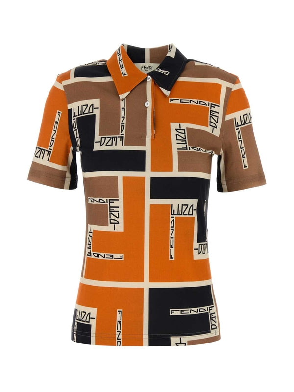 All-Over Printing Cotton Polo Shirt