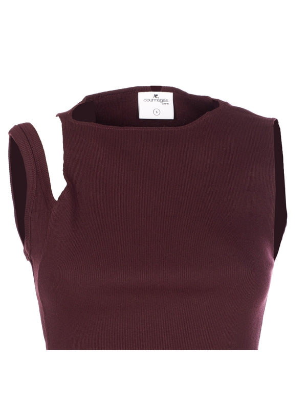 Courreges Burgundy Sleeveless Top