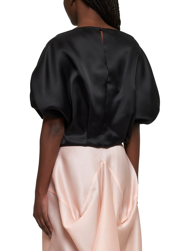 Black Drape Silk Blouse