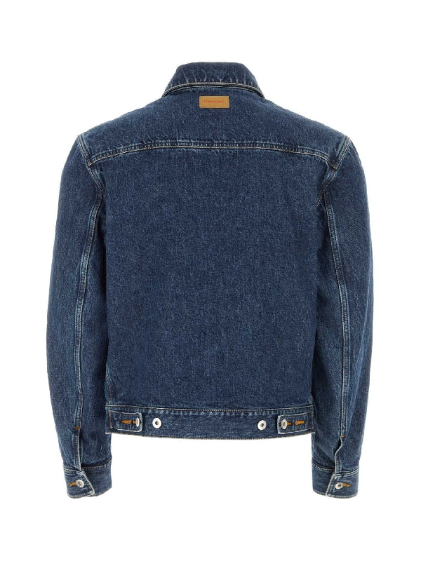 FERRAGAMO - JACKETS 143959775942 MARMORIZZATO Blue Trucker - Jente