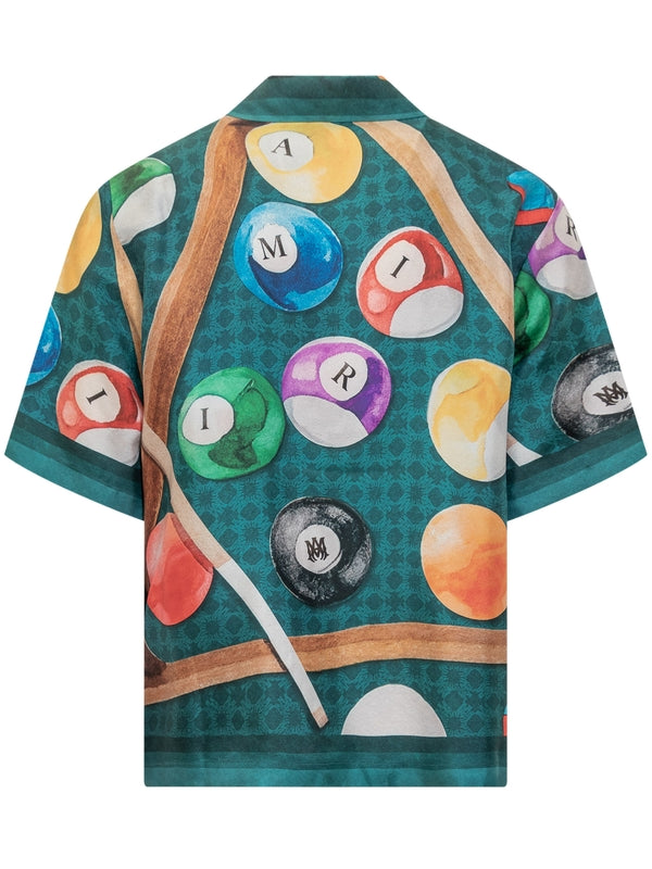 All-Over Graphic Print Silk Short Sleeve Shirt