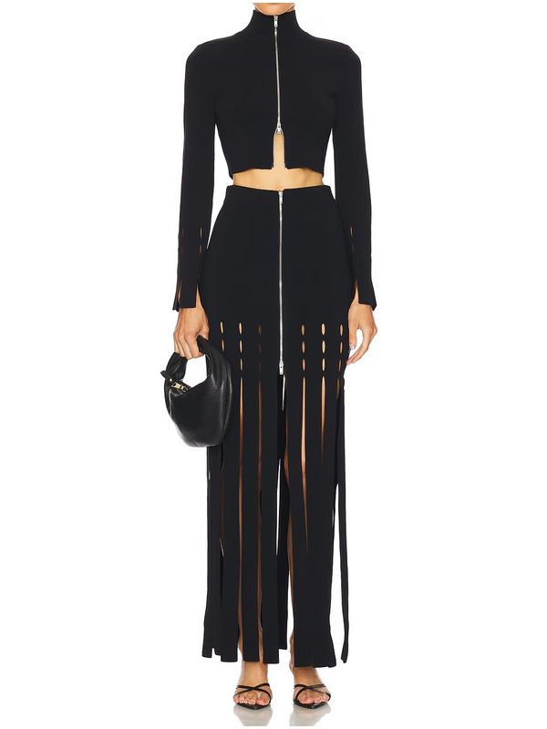 Triana Fringe
  Zipper Long Skirt