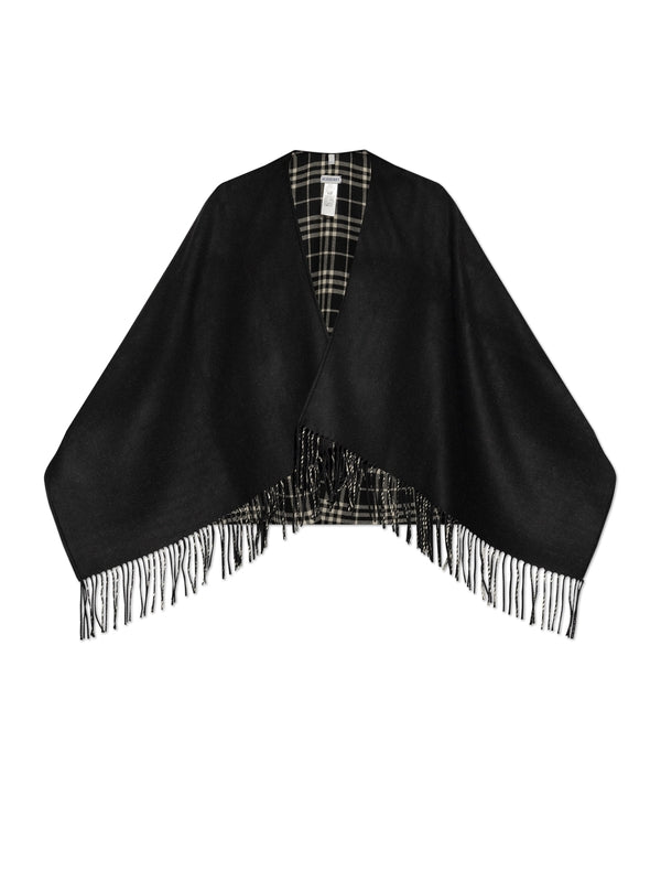 Check Pattern Reversible Wool Cape