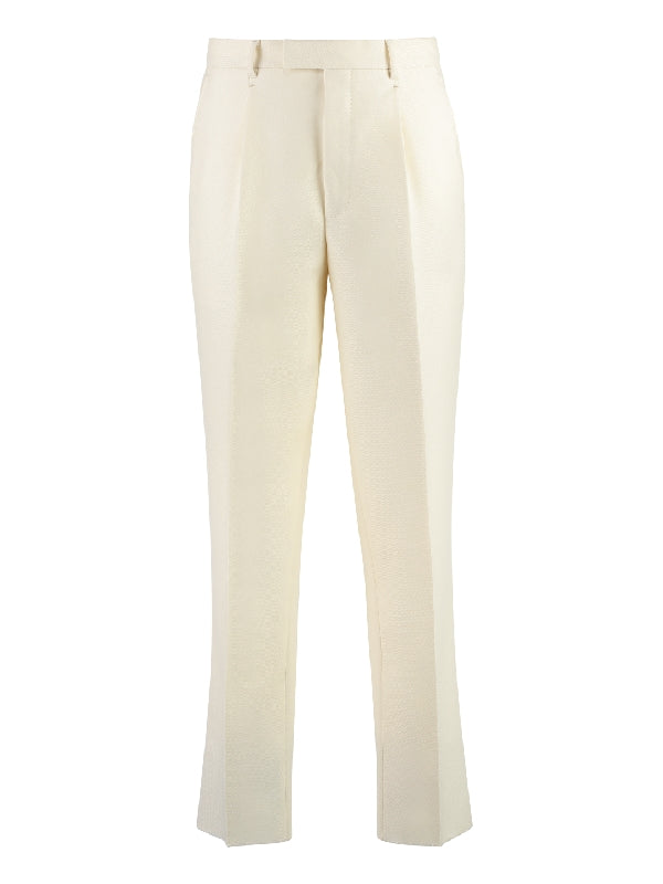 White Single Pleat Pants