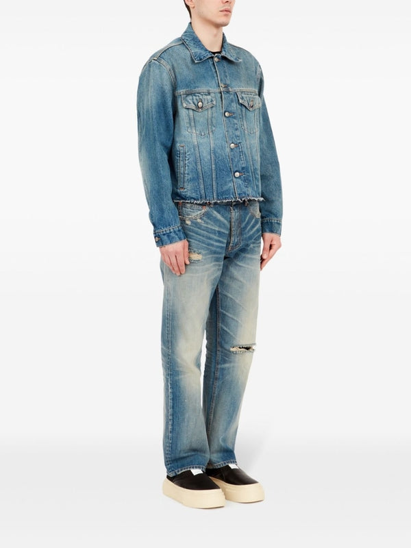 Back Stitch Washing Cotton Denim Trucker Jacket