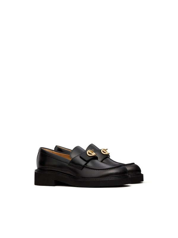 V Logo Leather Loafer