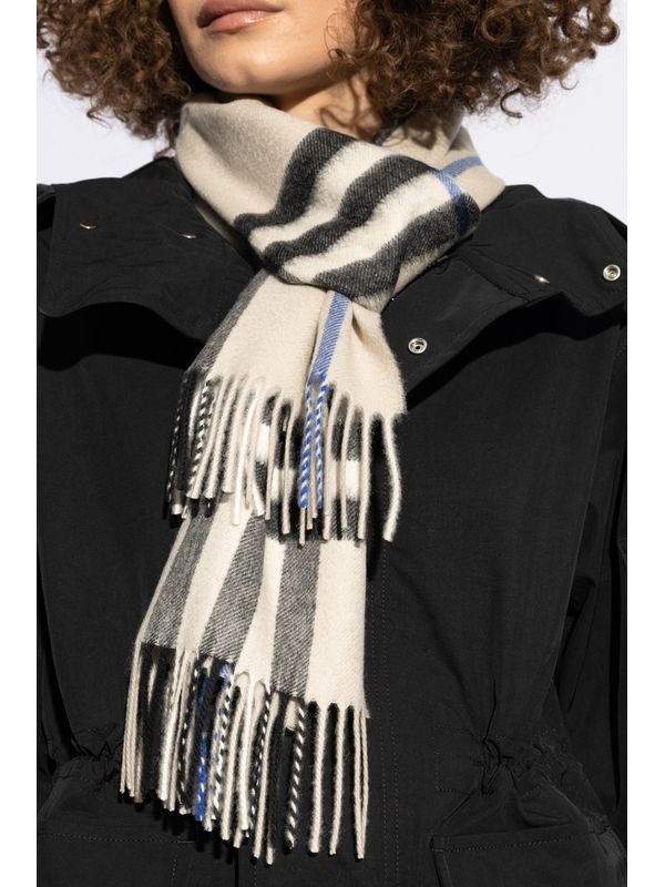 Check Fringe Cashmere Muffler