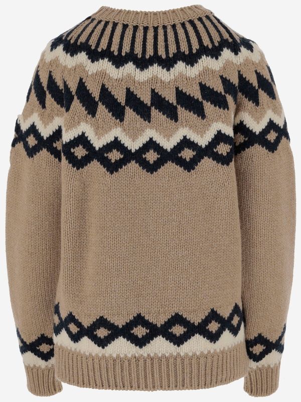 Jacquard Detail Wool Knit