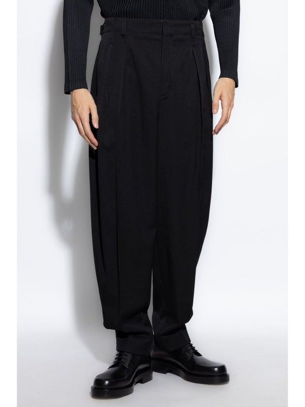 Black pintuck wool pants