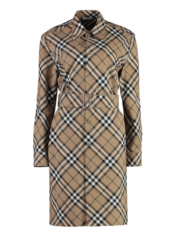 BURBERRY - Belt Check Pattern Midi Dress - Jente
