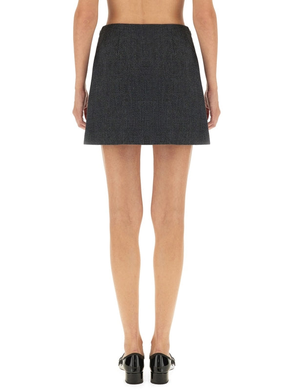 Grey Wool Blend Mini Skirt