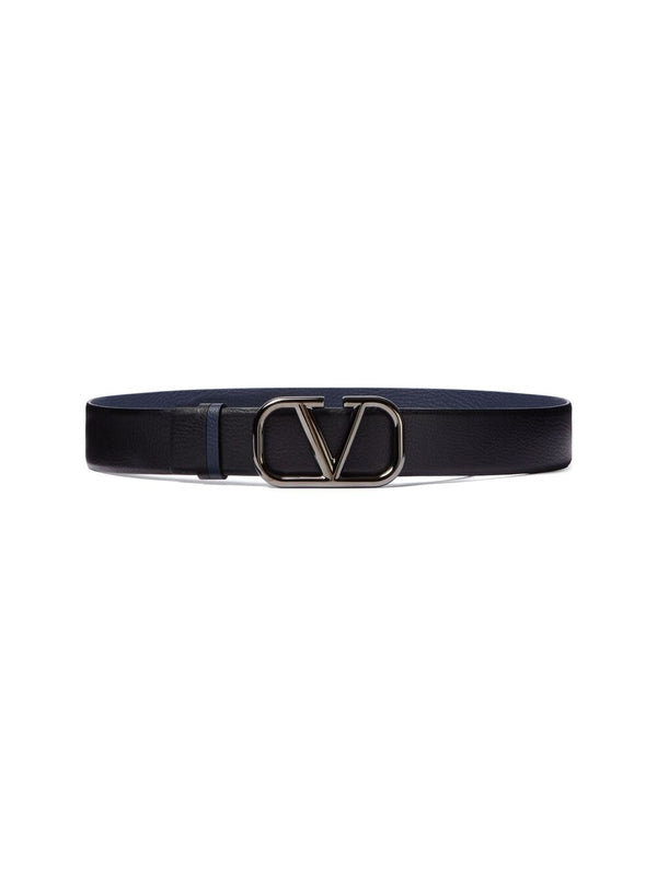 V Logo Reversible Leather Belt