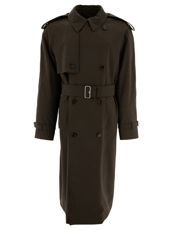 B Buckle Wool Blend Trench Coat